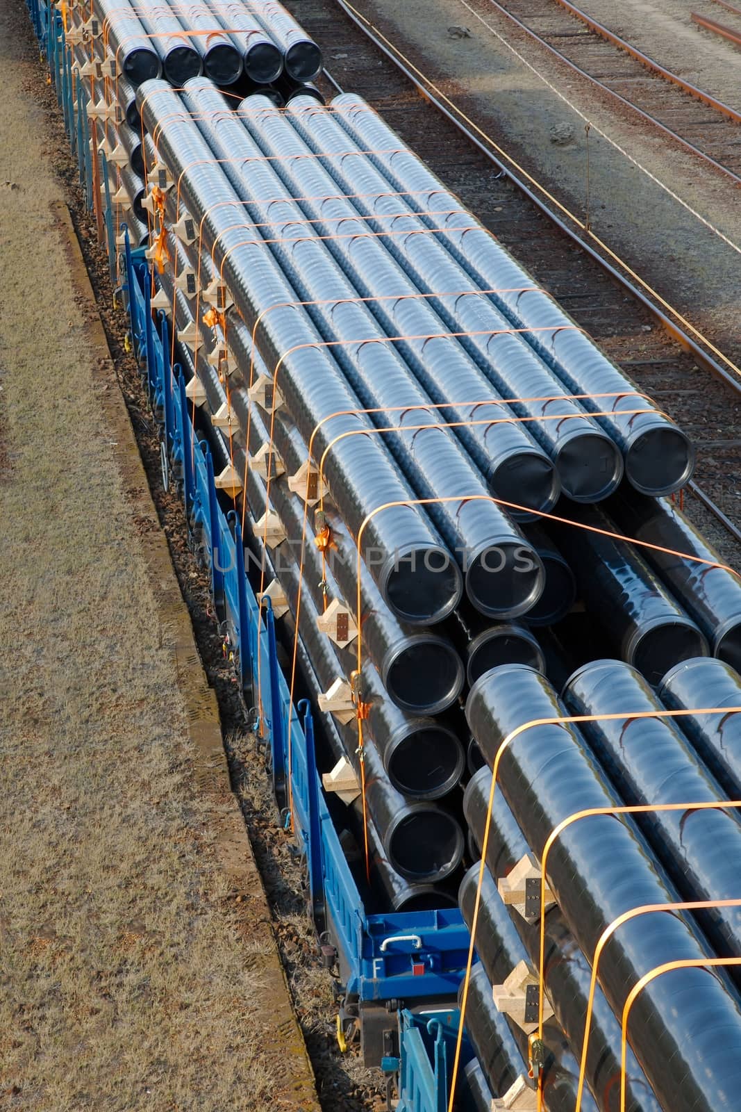 Freight train wagons at a station