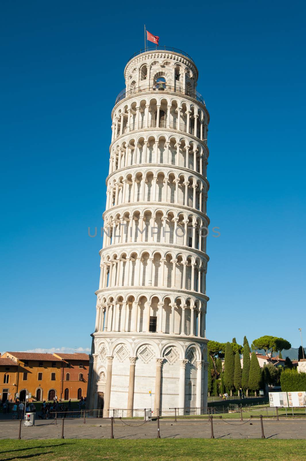 Famous leaning Tower of Pisa in Italy in a daytime