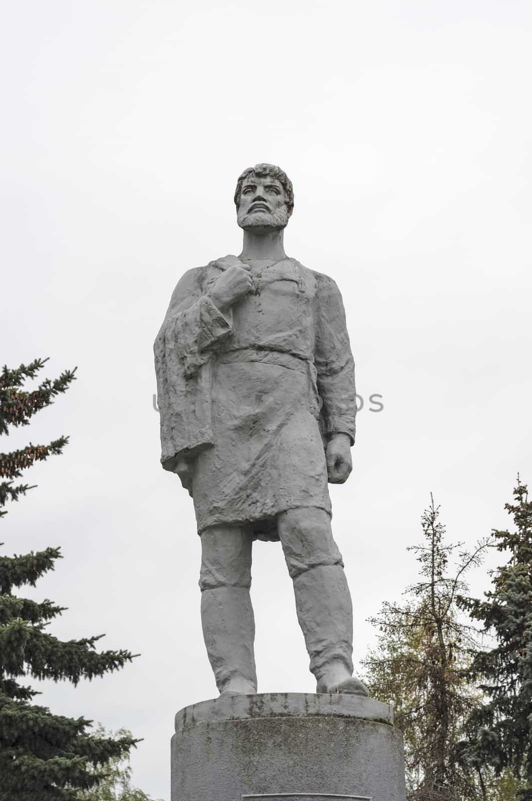 Monument to Russian traveler Semyon Dezhnev in Veliky Ustyug, North Russia