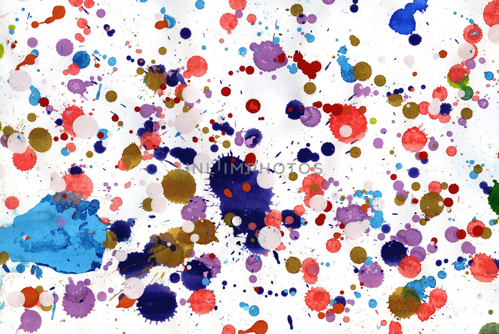 Close up of paper painted used dripping technique