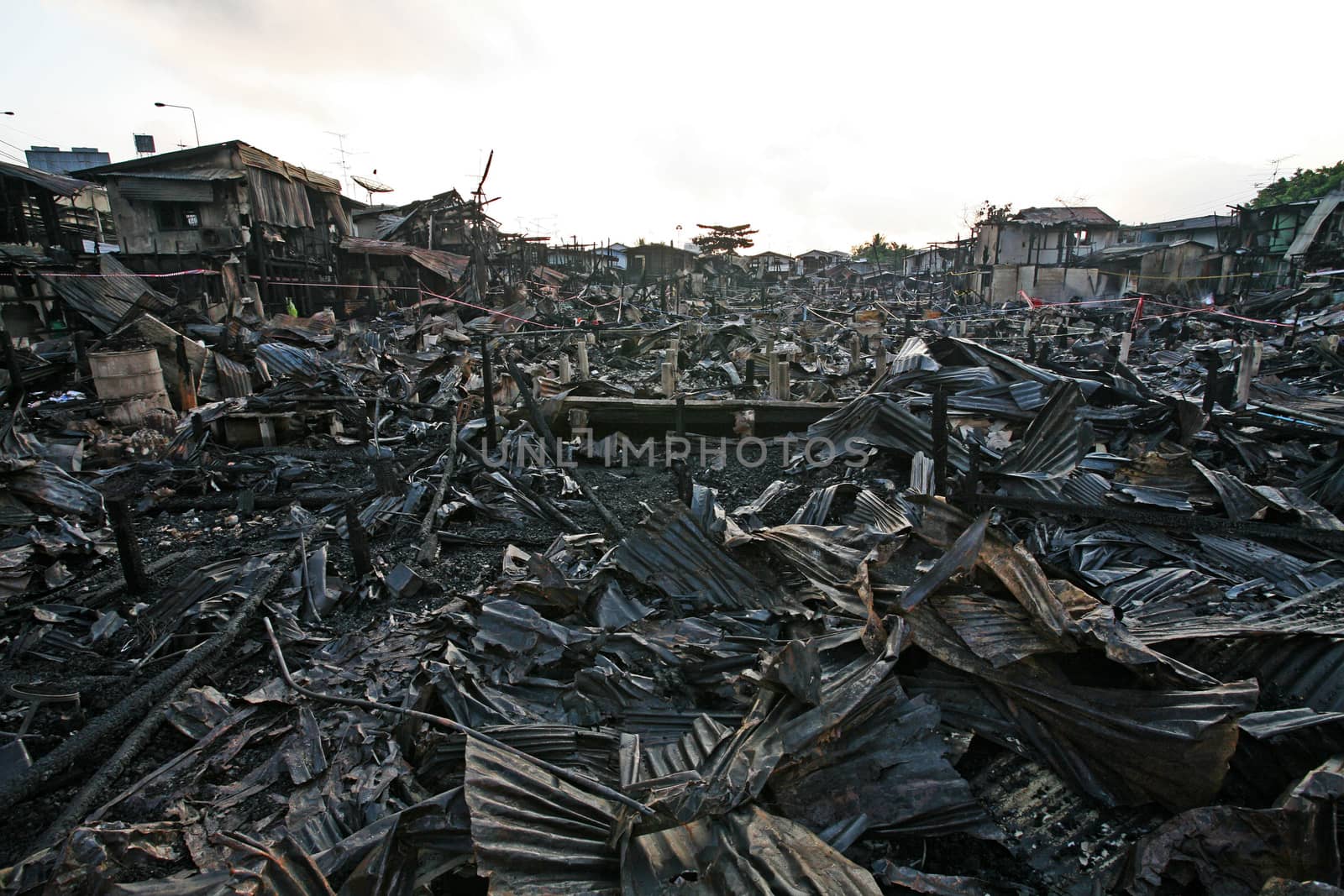 After fire at slum in Bangkok, Thailand