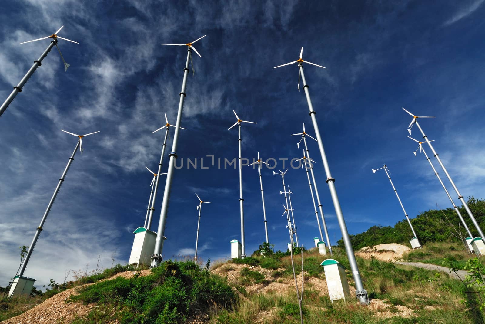 Wind mill power plant on Larn island,Pattaya city,Thailand by think4photop