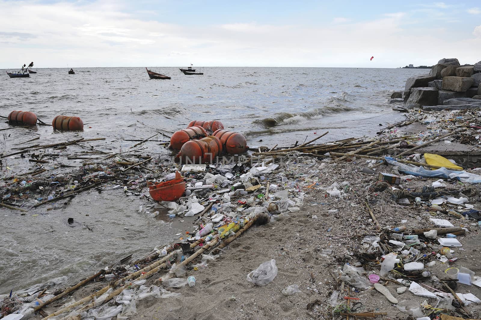 garbage on the baech by think4photop