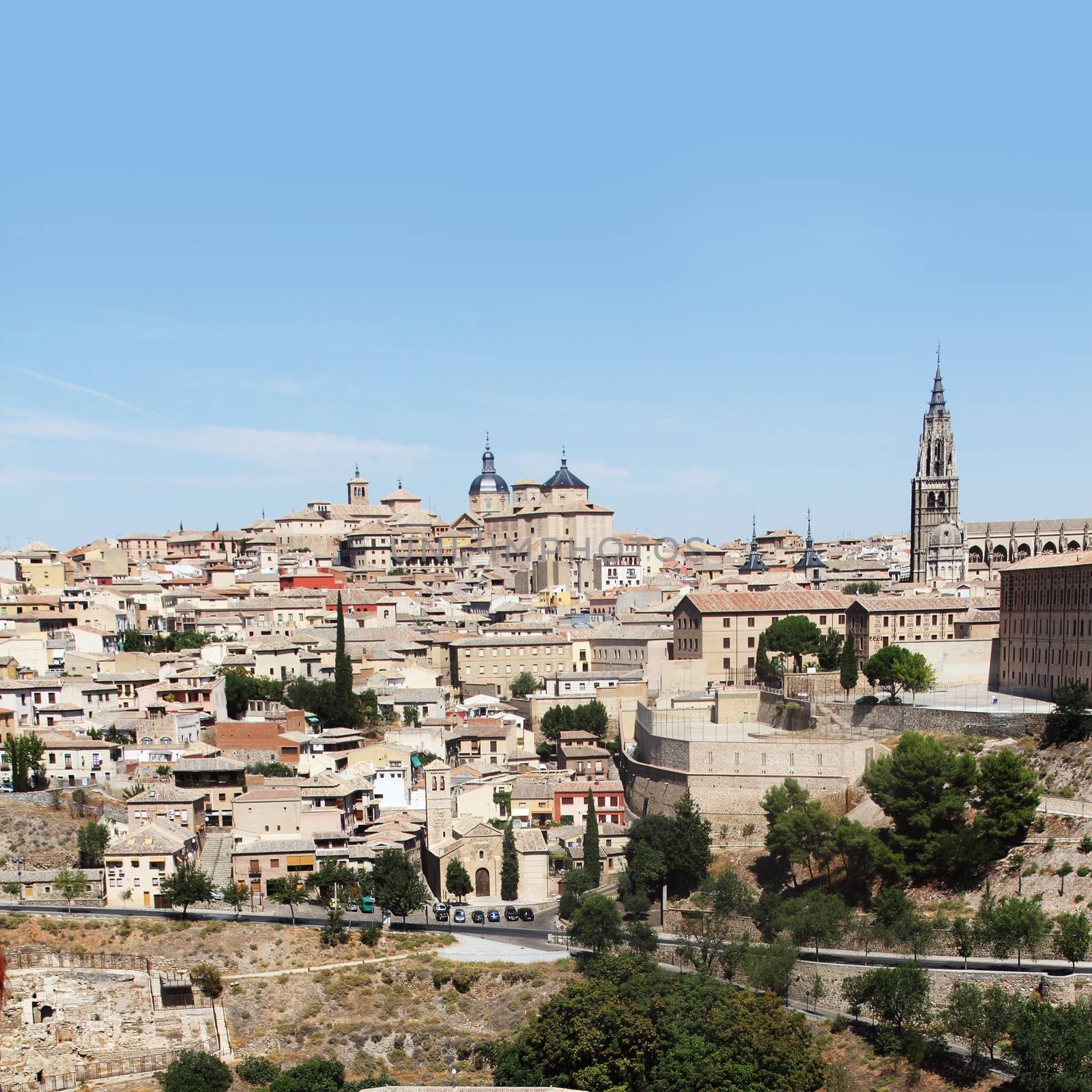 Toledo, Spain, panoramic view on city at sunny day