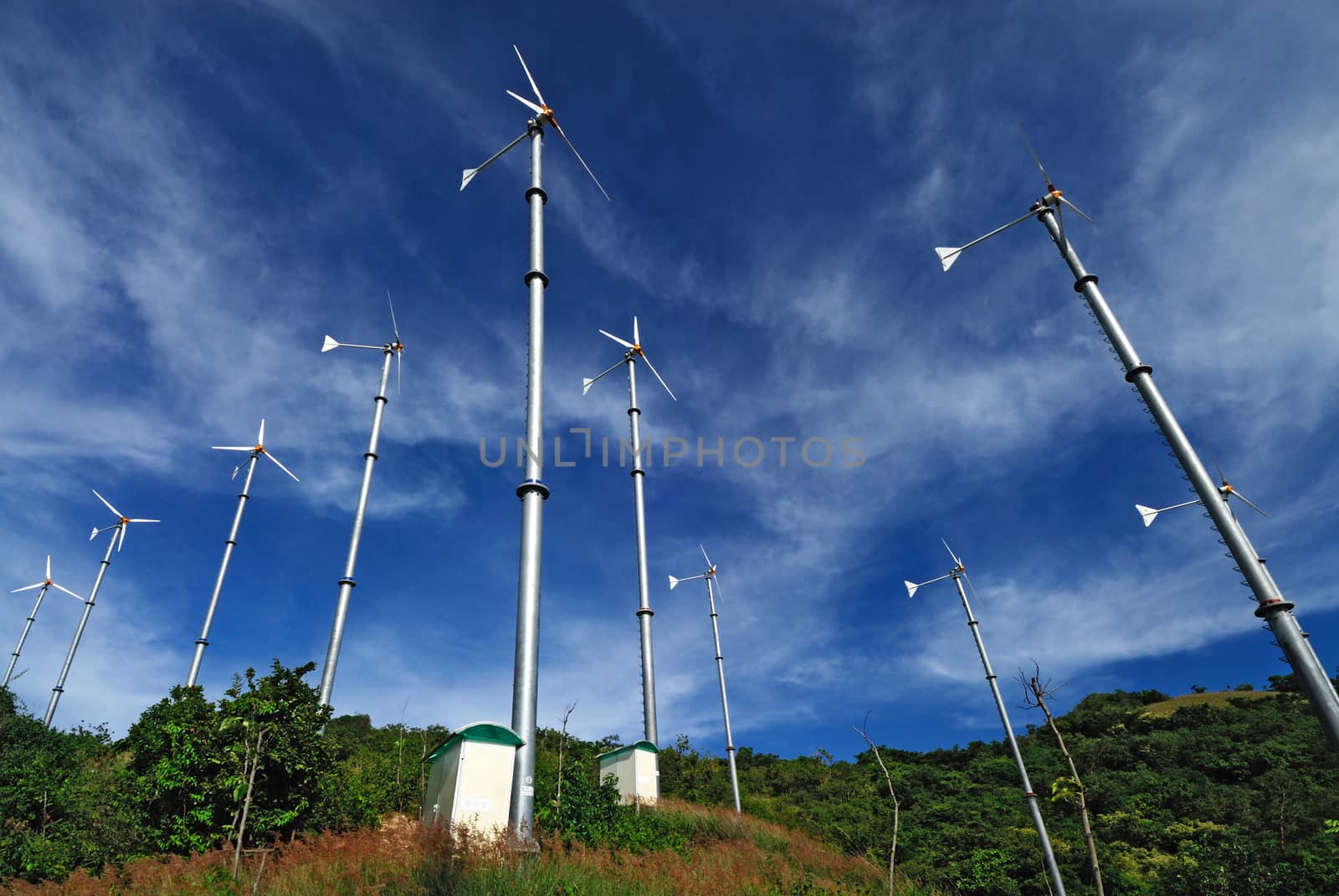 Wind mill power plant on Larn island,Pattaya city,Thailand