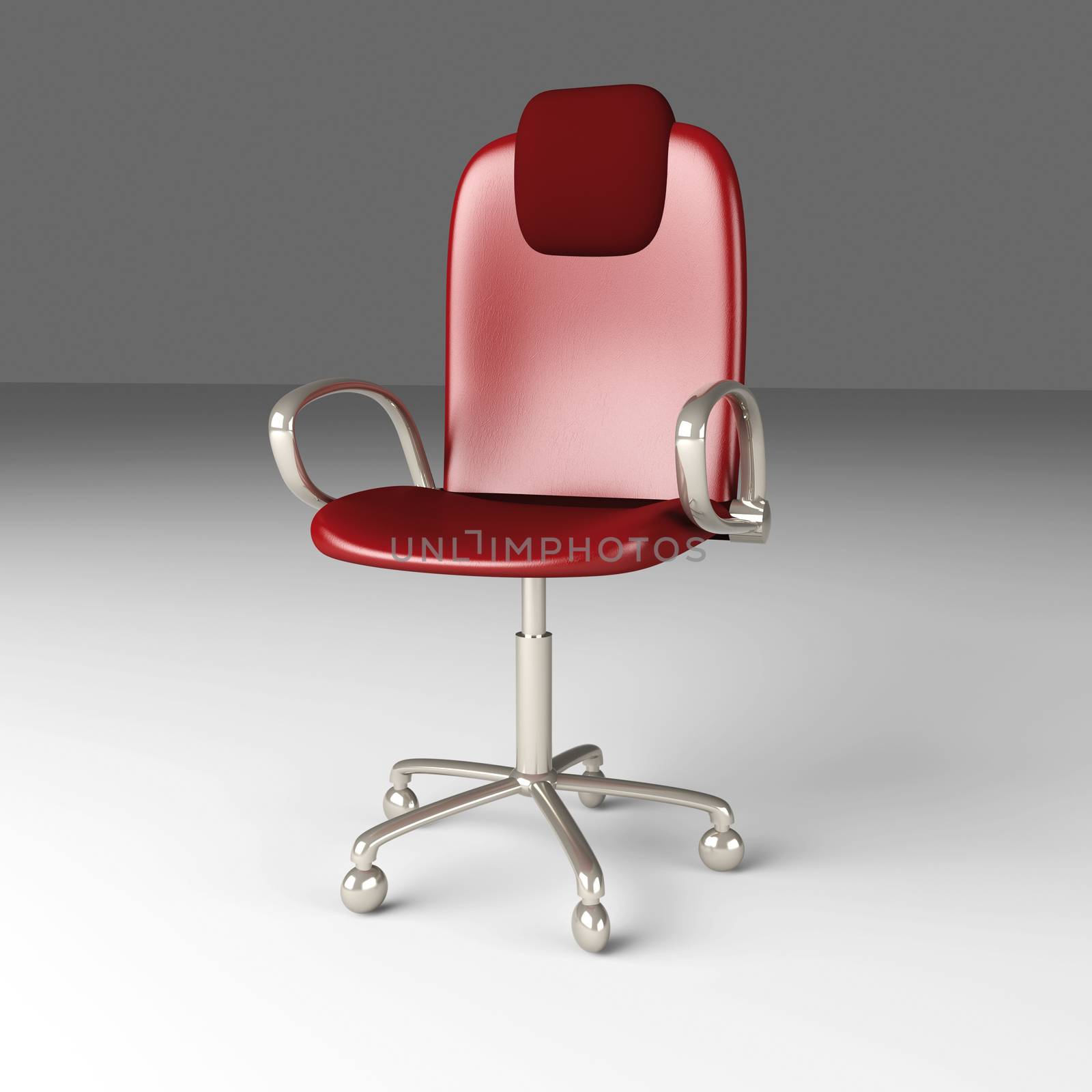 3D rendered office chair. Unbalanced lightning setup.
