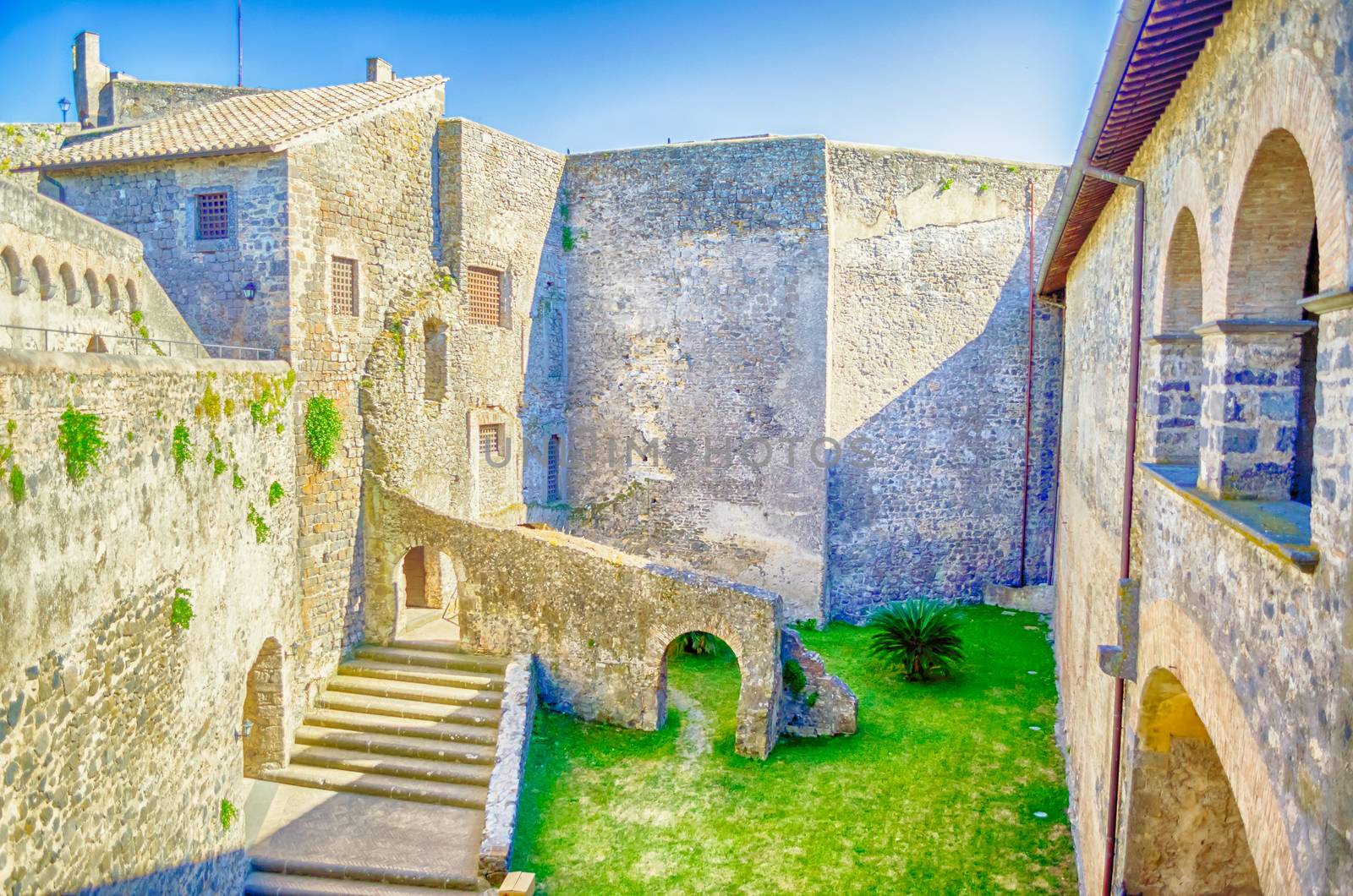 The Odescalchi Castle Inner Courtyard, Bracciano, Italy