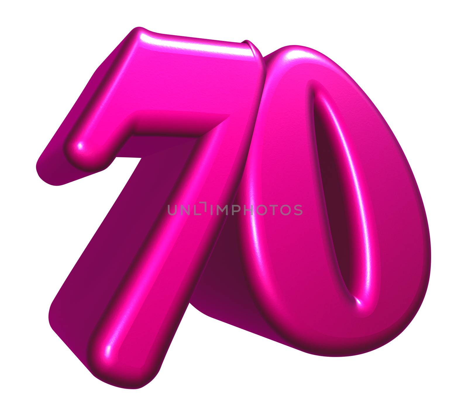 cartoon number seventy on white background - 3d illustration