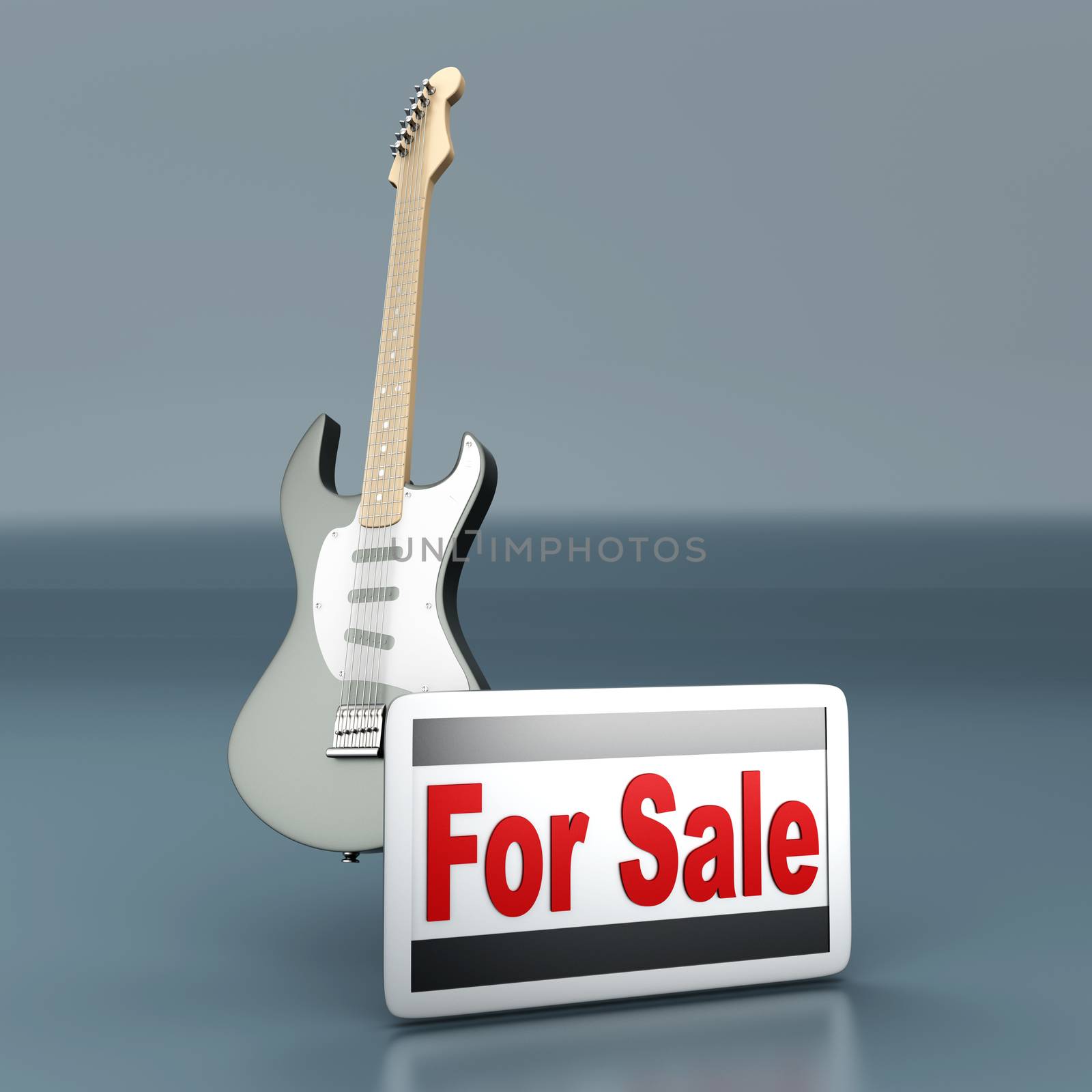 Guitar for sale. 3D rendered illustration.  