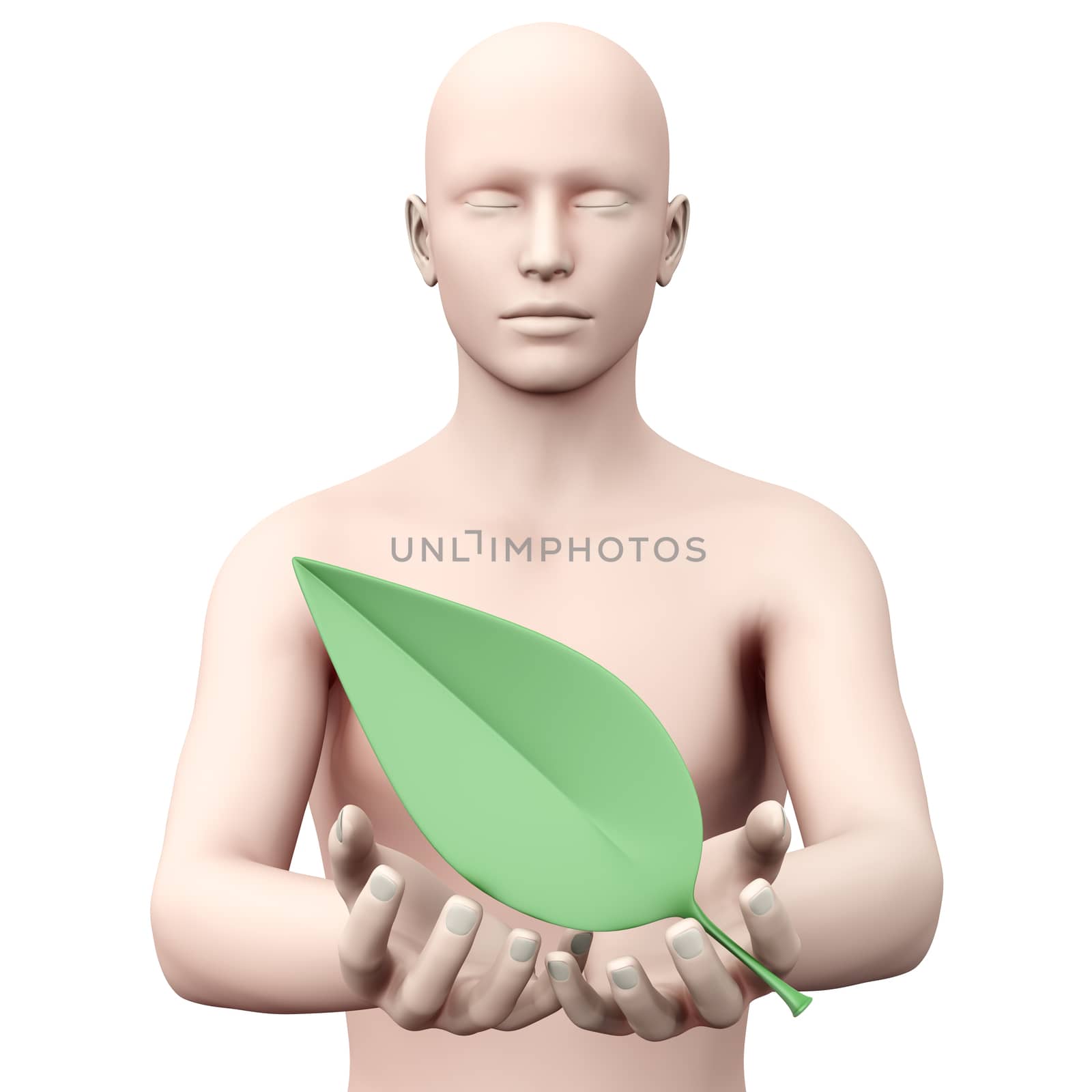 The ecology in your hands. 3D rendered illustration. Isolated on white.