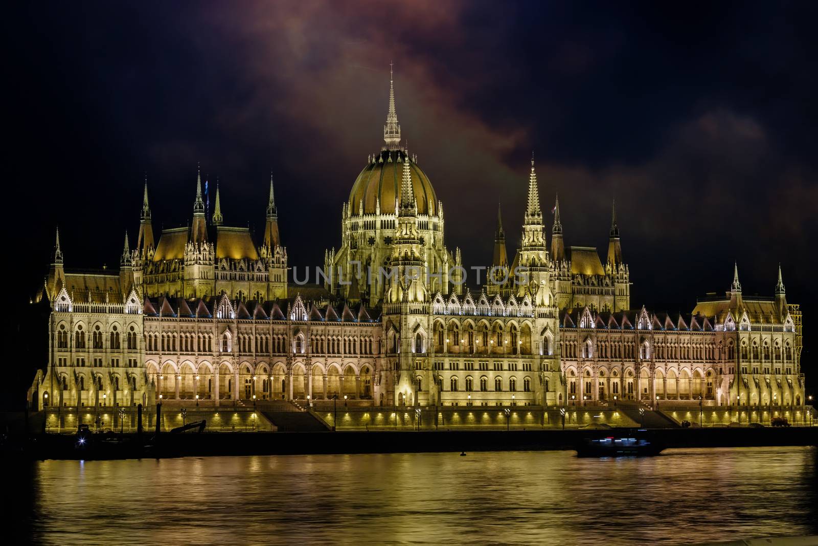 Hungarian parliament in Budapest at night by Roka