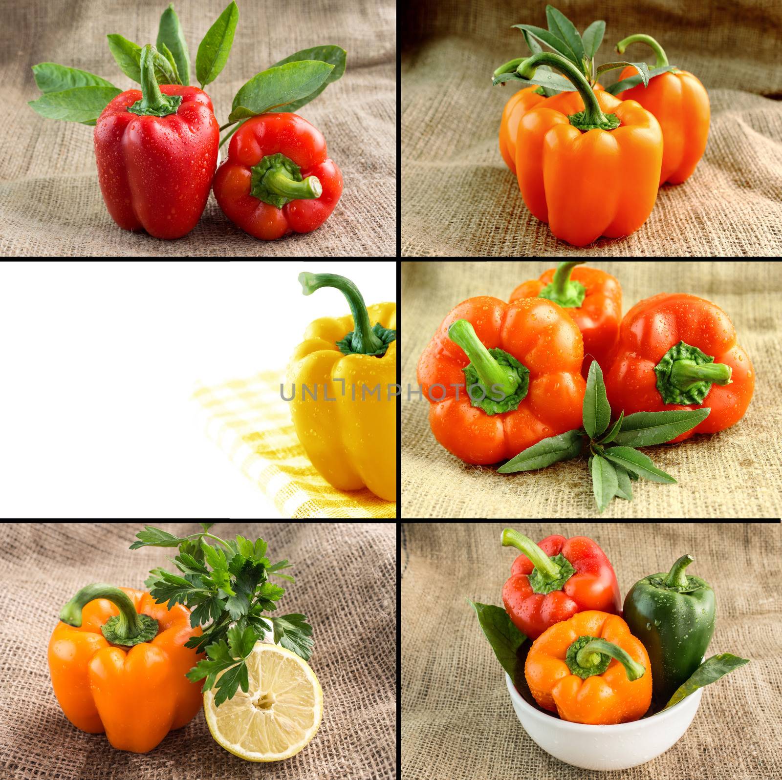 Healthy and organic food, Set of fresh colorful sweet bell pepper.