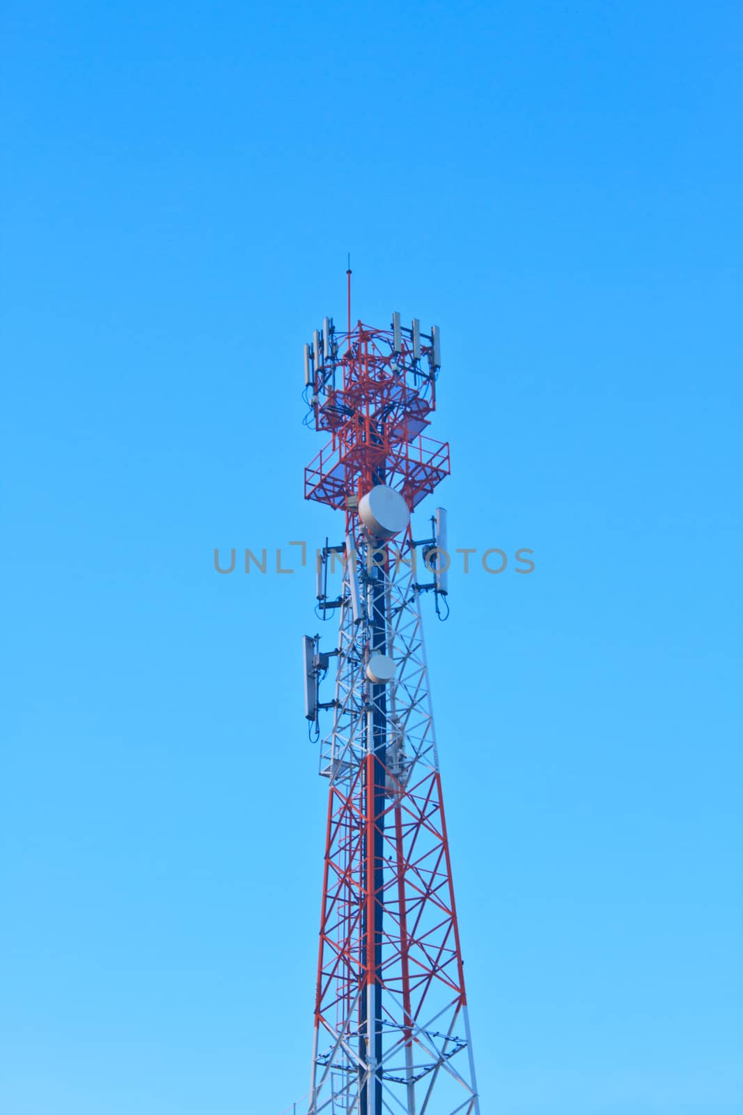 Telecommunications antenna for radio, television and telephony whit cloud and Blue sky 