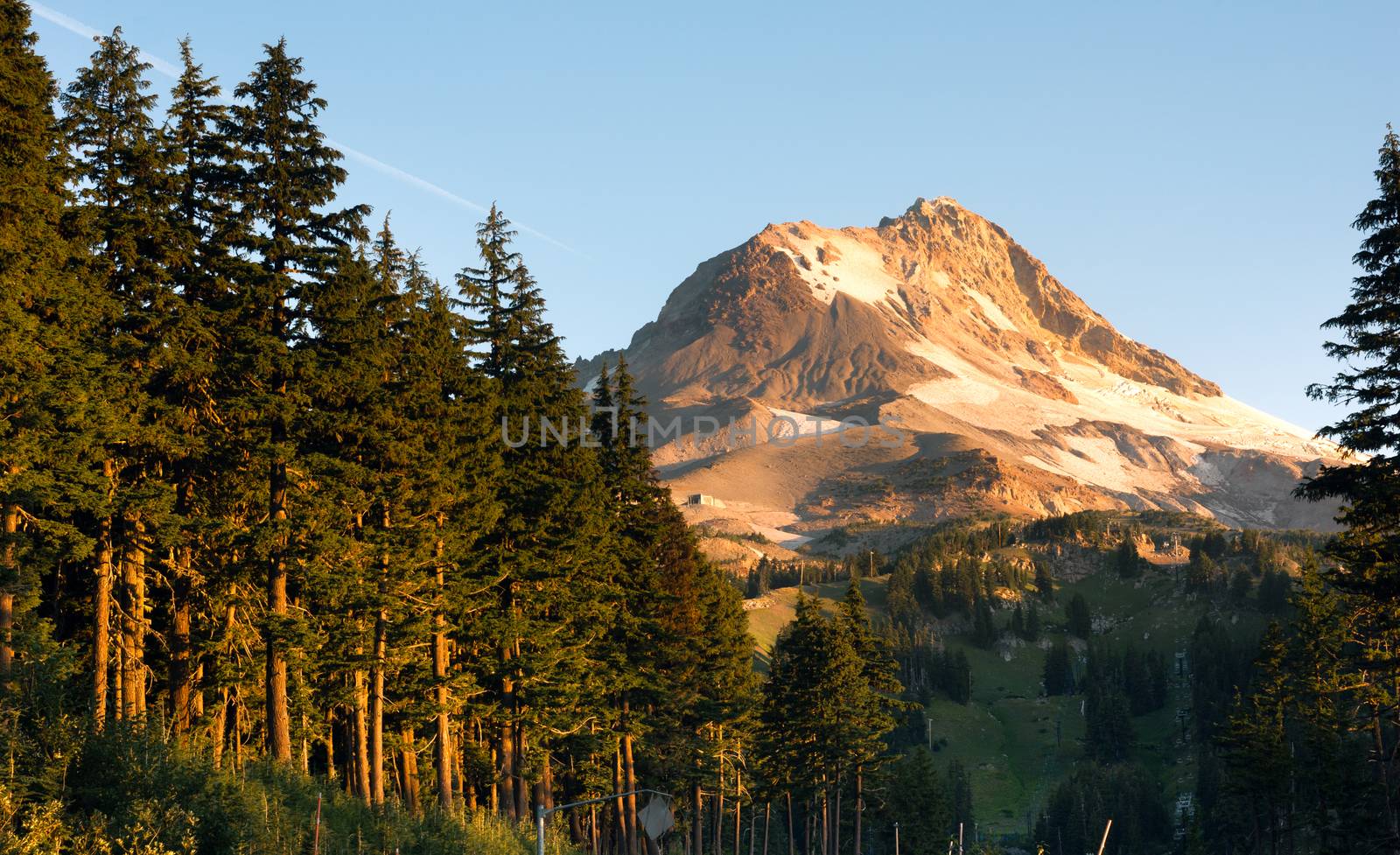 Sunrise comes to the south side of Mount Hood