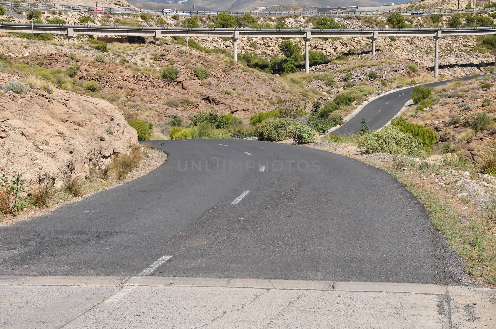 Lonely Road in the Desert Tenerife Canary Islands