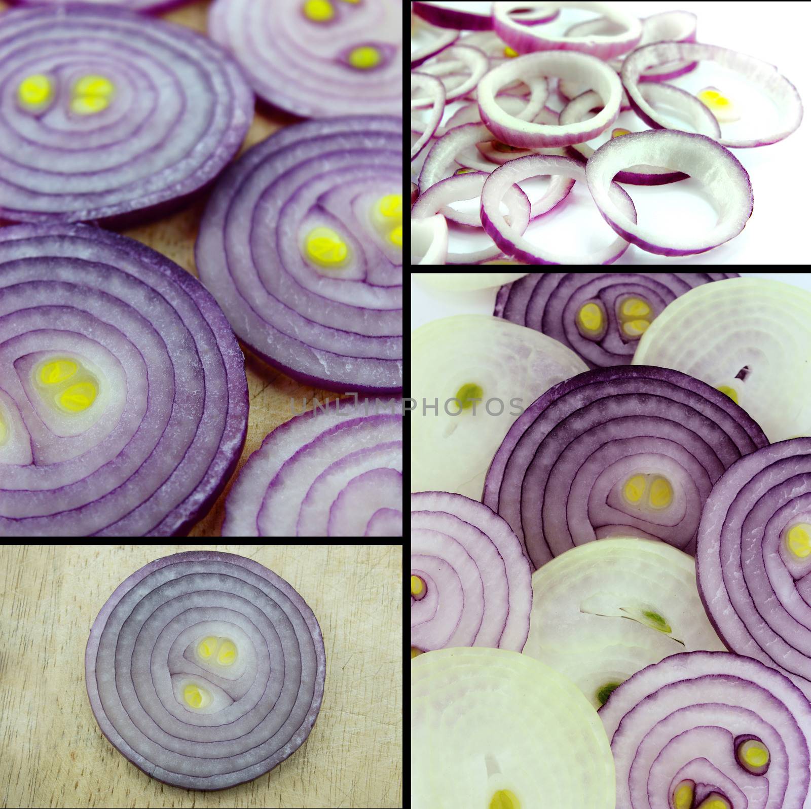 Healthy and organic food, Set of fresh sliced onion.