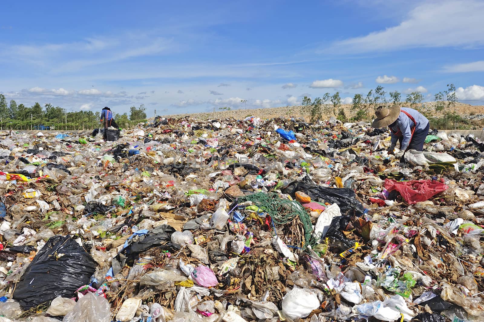 Pile of domestic garbage in Thailand. by think4photop