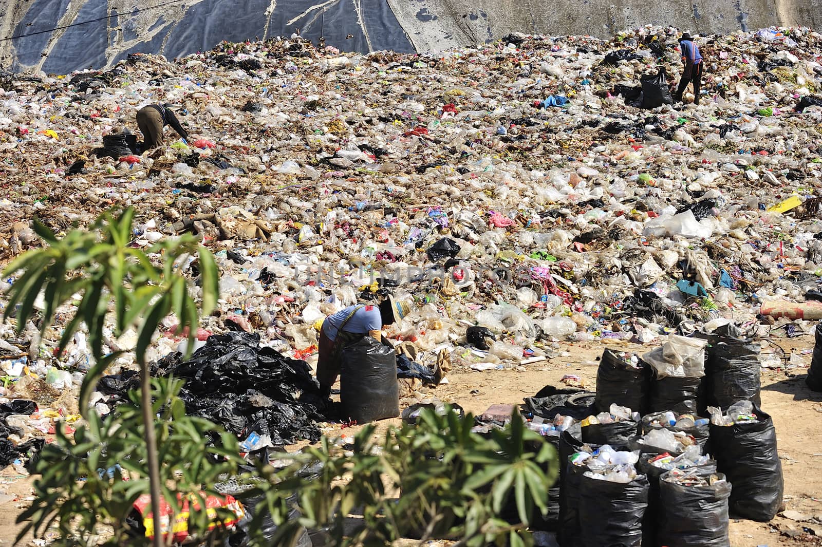 Pile of domestic garbage in Thailand.