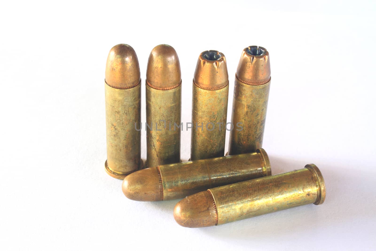 bullets (ammunition) for gun isolated on a white background