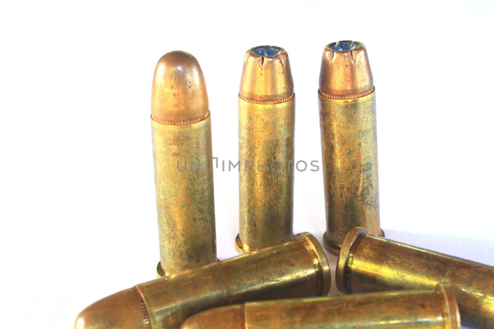 bullets (ammunition) for gun isolated on a white background
