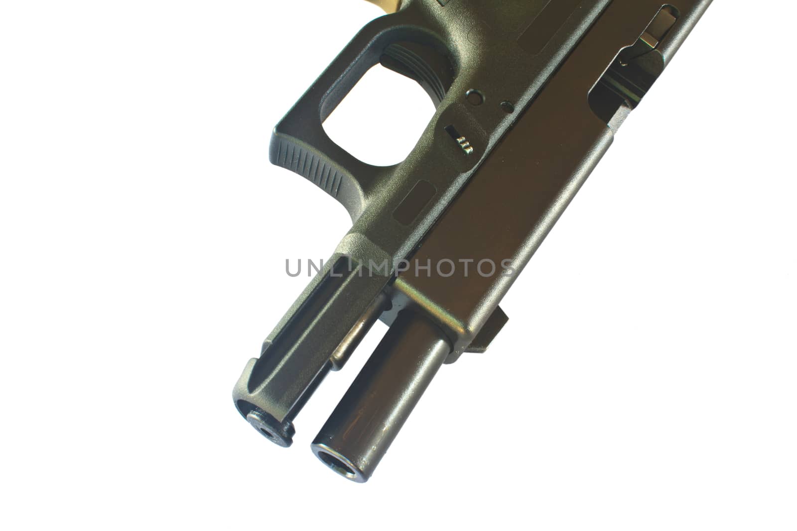 close up black Gun  on white background