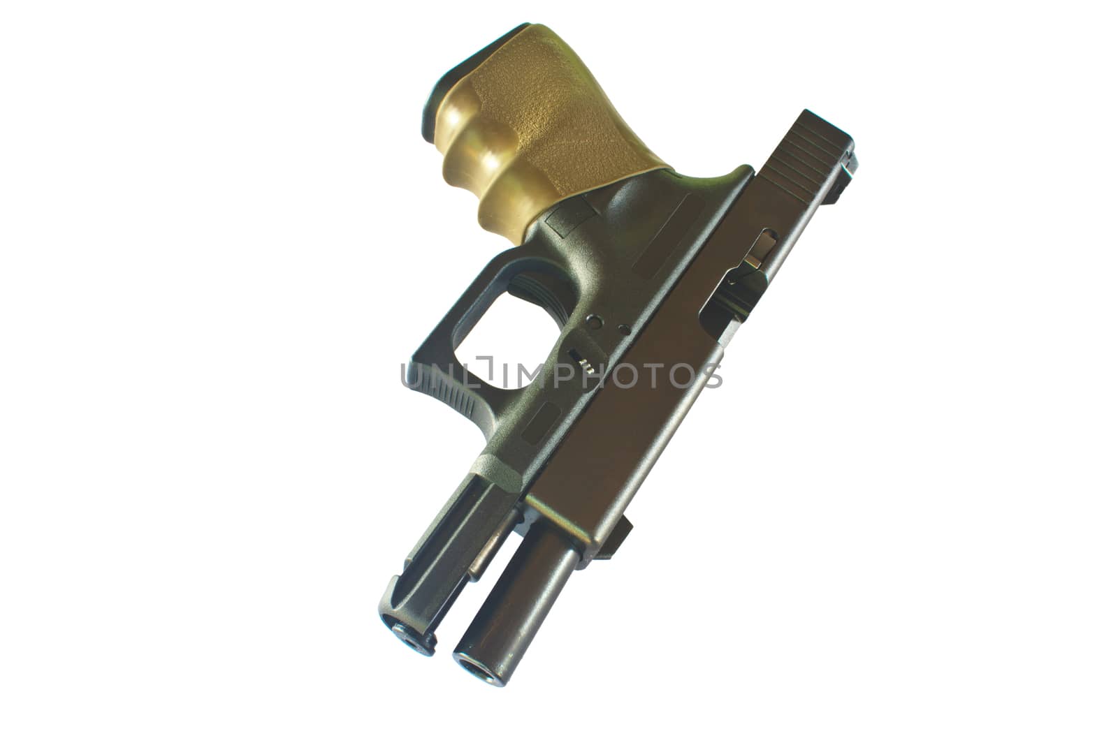 close up black Gun on white background