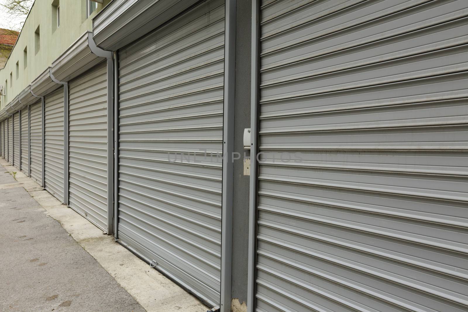  corrugated metal doors of garages