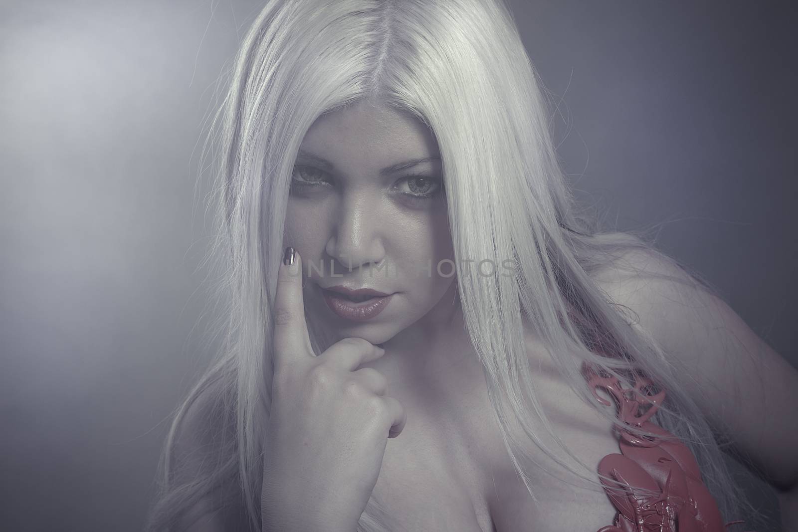 Model, Sensuality, Beautiful woman with white hair and beautifu by FernandoCortes