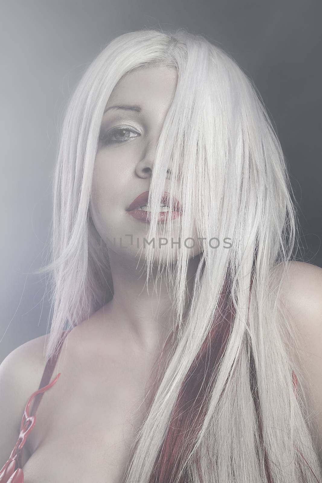 Sensuality, Beautiful woman with white hair and beautiful eyes by FernandoCortes