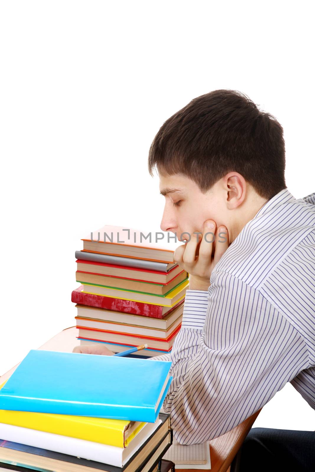 Student preparing for Exam at the School Desk