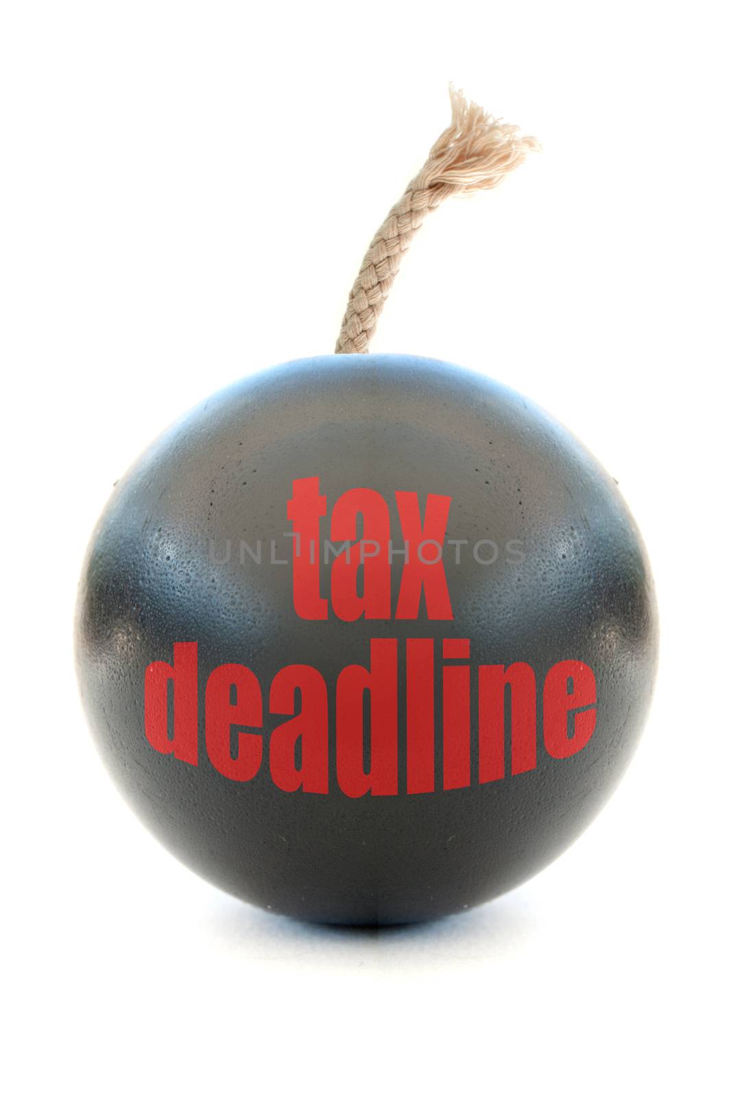 Bomb labeled with tax deadline over a white background