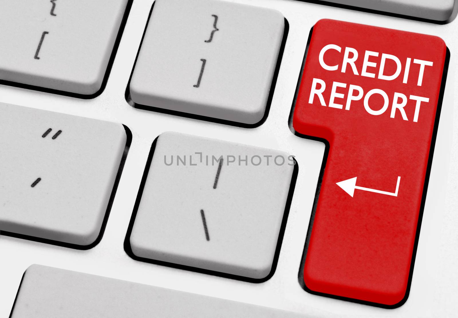 Credit report printed on a computer key