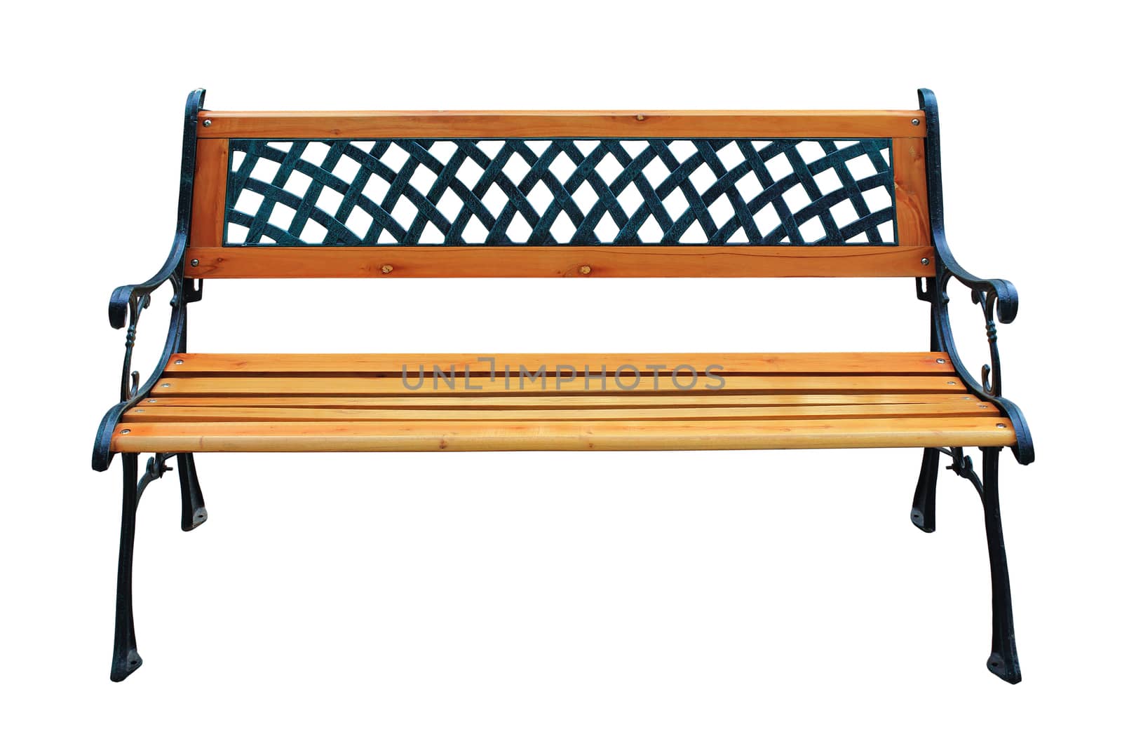 Decorative wooden bench isolated on white background