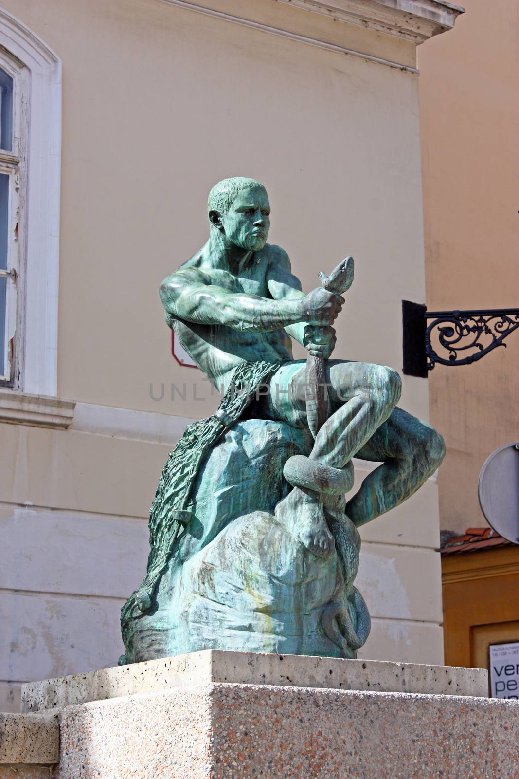 Fisherman with Snake, statue, Zagreb, Croatia by Boris15