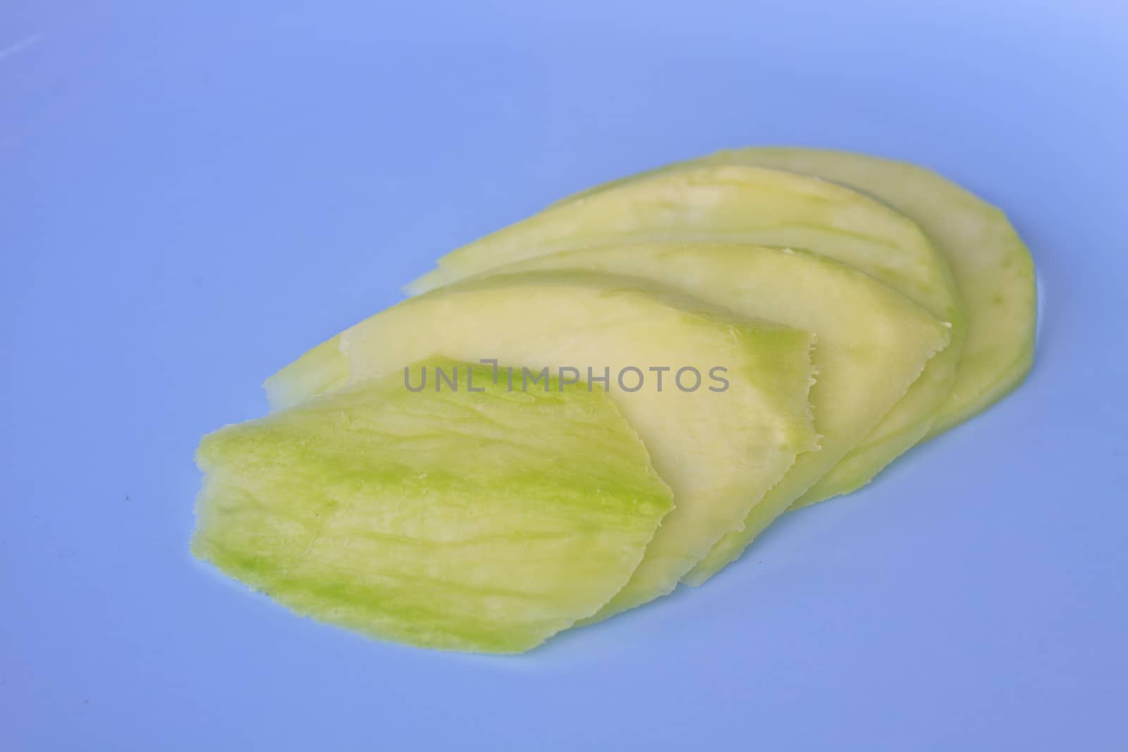 sliced mango in plate background