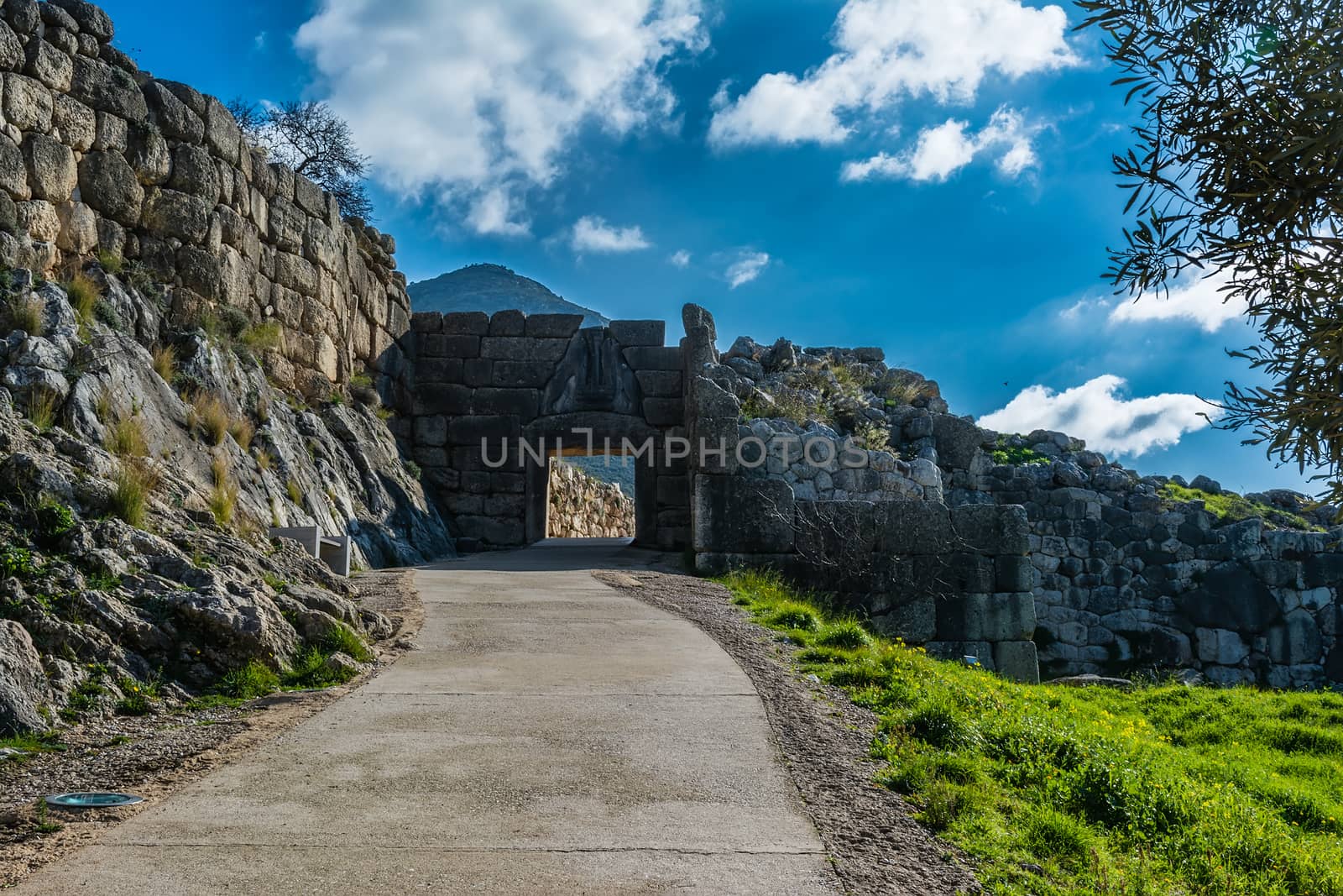 Lion gate picture in Mykines, Greece