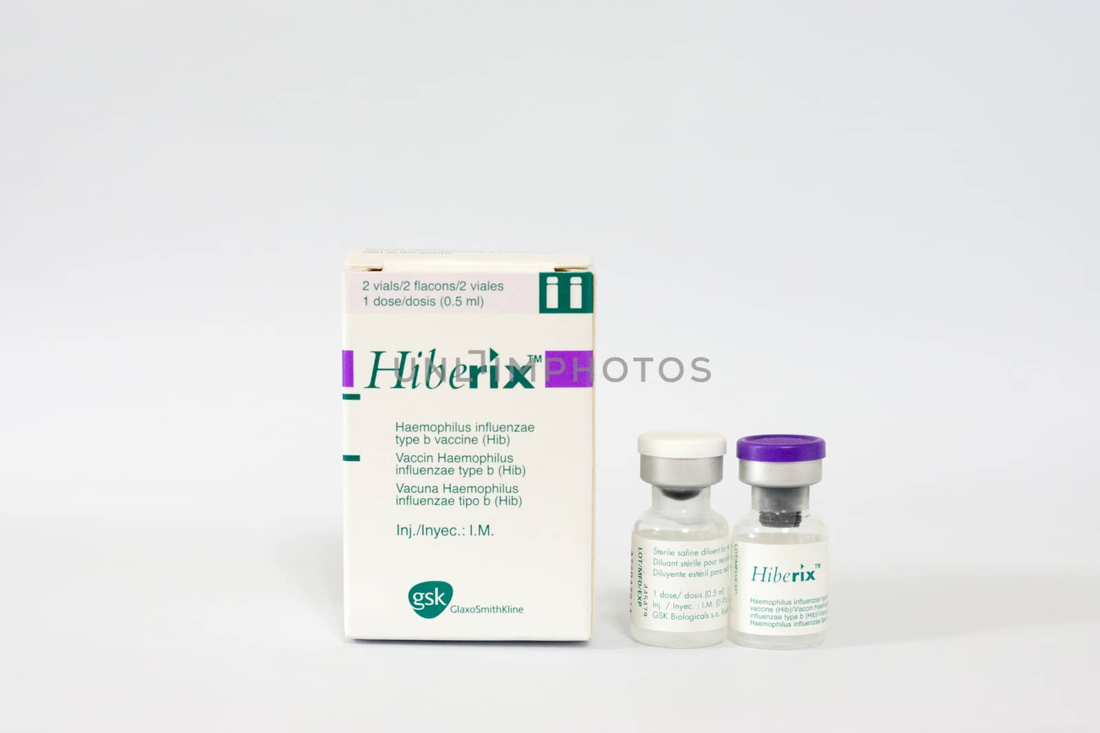 another package of influenza B virus vaccine (Hiberix) from Glaxo Smith klien,shallow focus