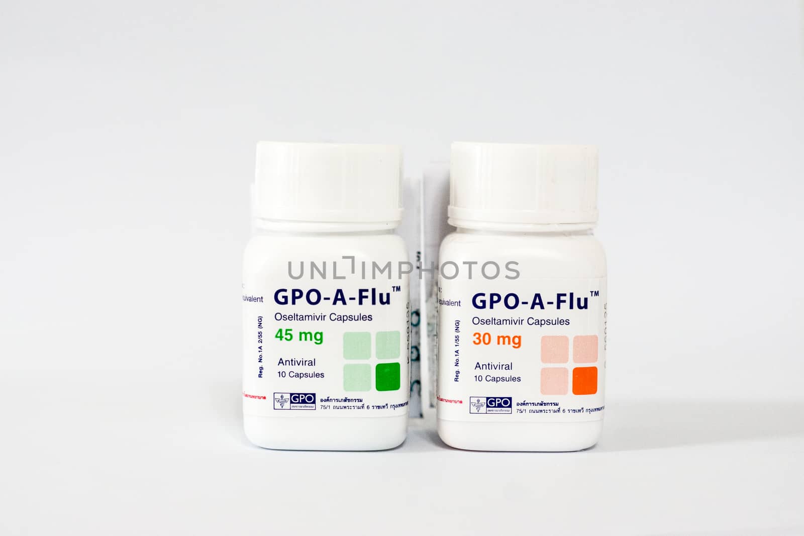 another package of oseltamivir capsules(GPO  A  flu) from GPO Thailand,shallow focus