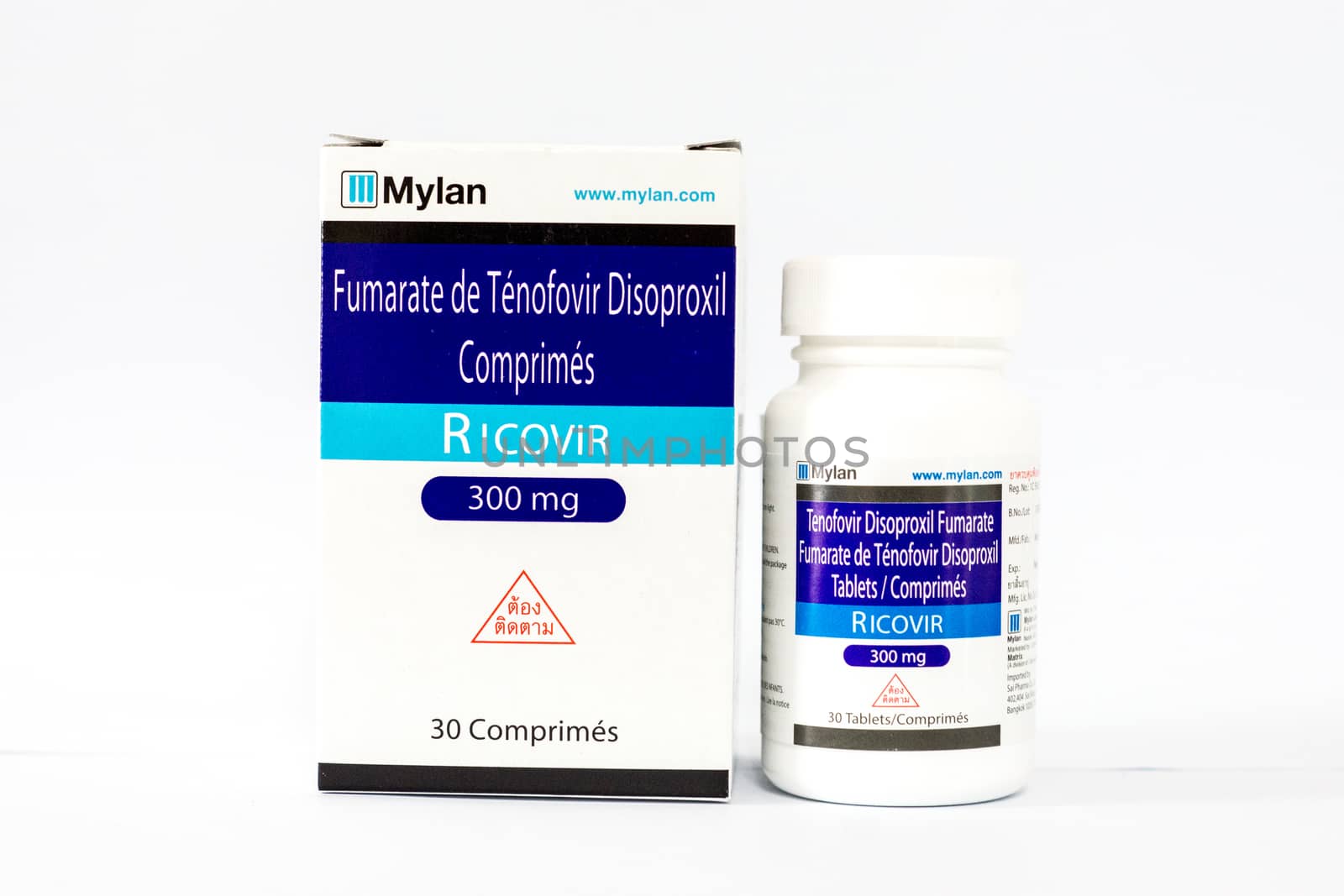 another package of Tenofovir (RICOVIR) from Mylan,shallow focus