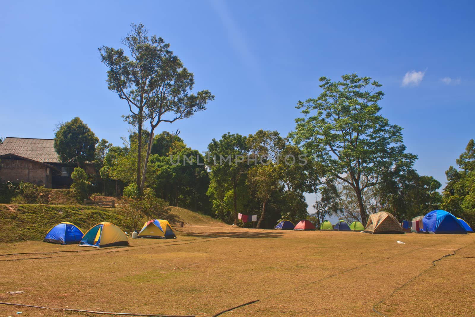 Colorful tent on the camping ground of national park