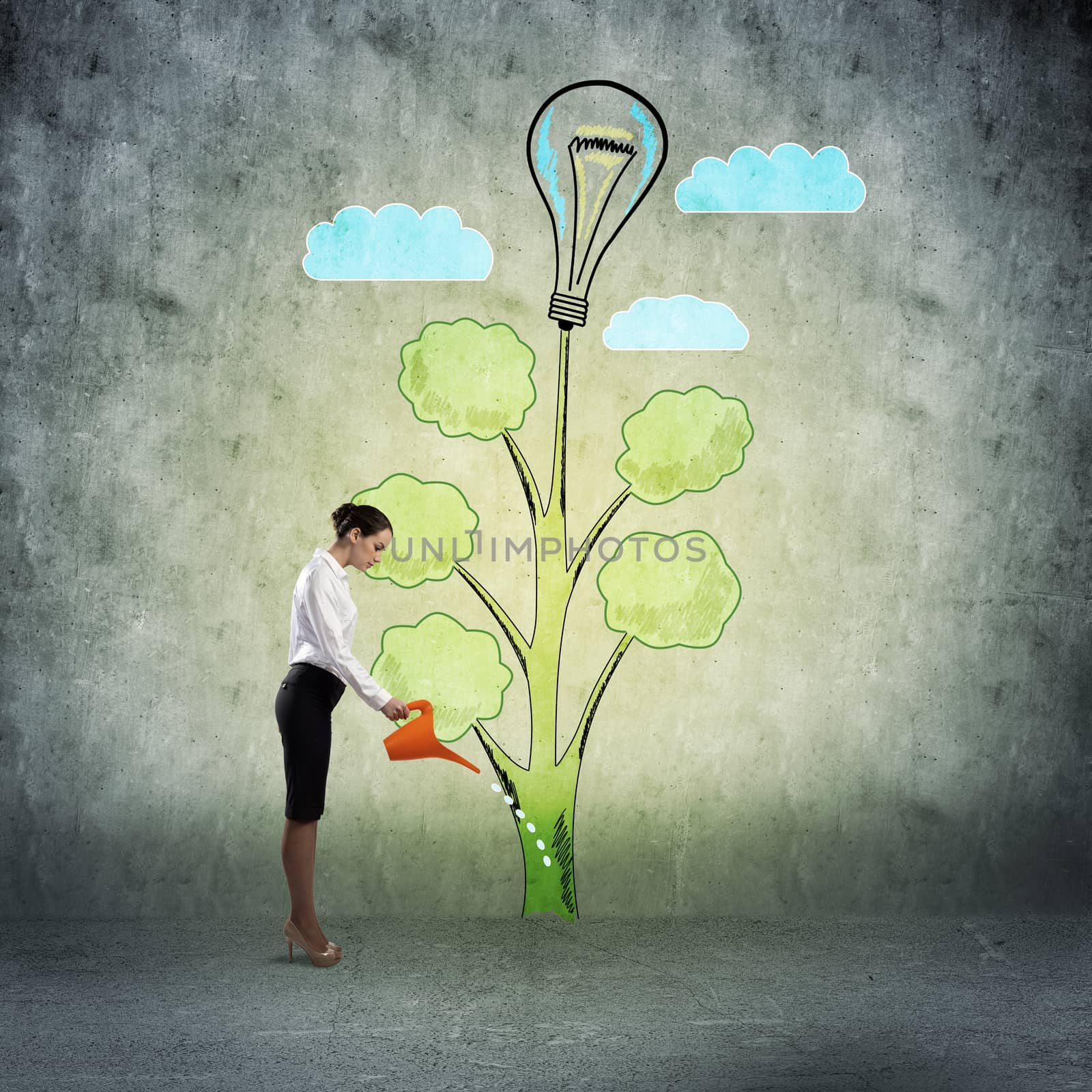 image of a businessman with a watering can