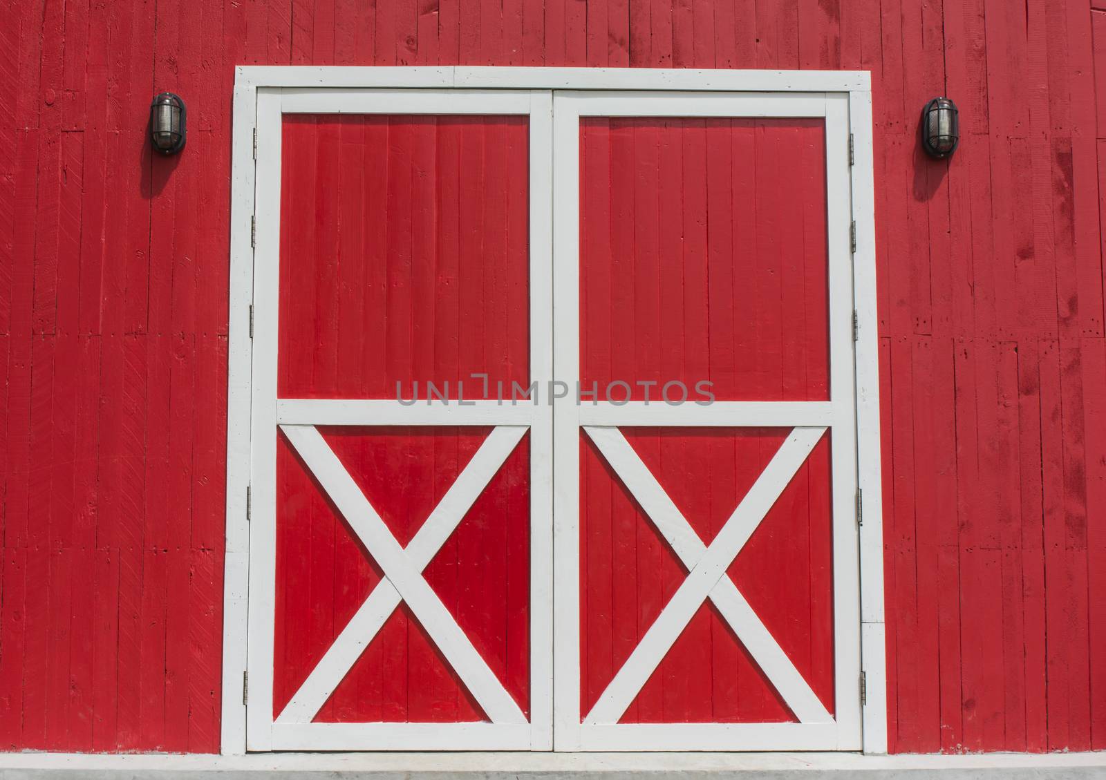 Red door in sheep farm of Thailand