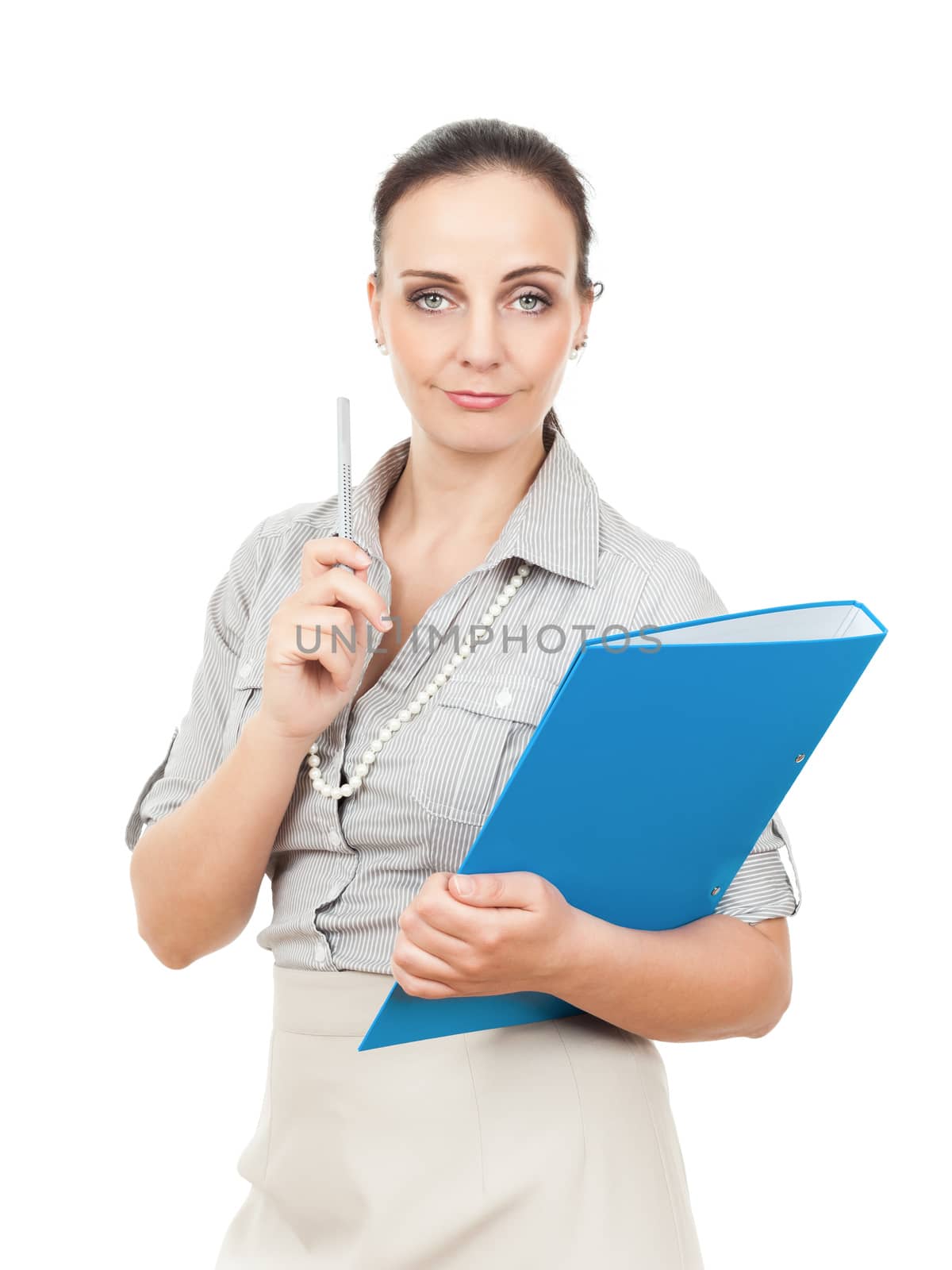 business woman with a blue folder by magann