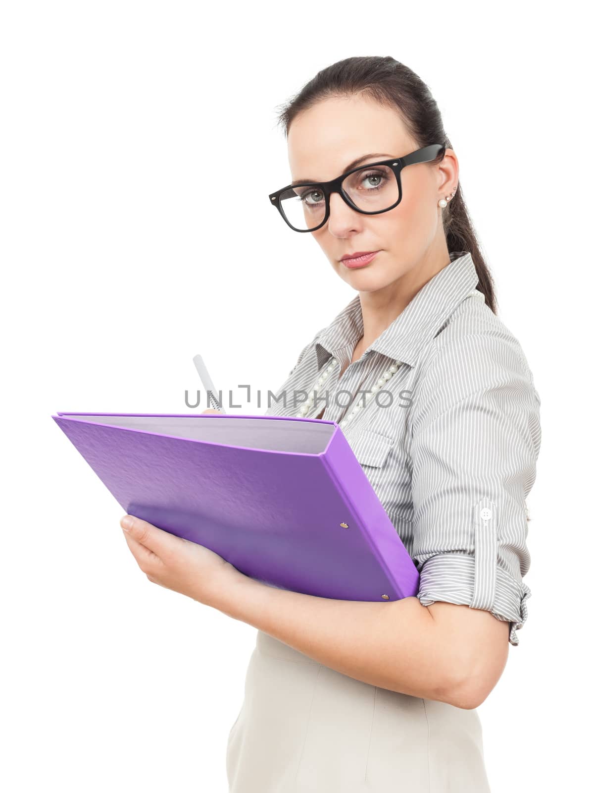 business woman with a purple folder by magann