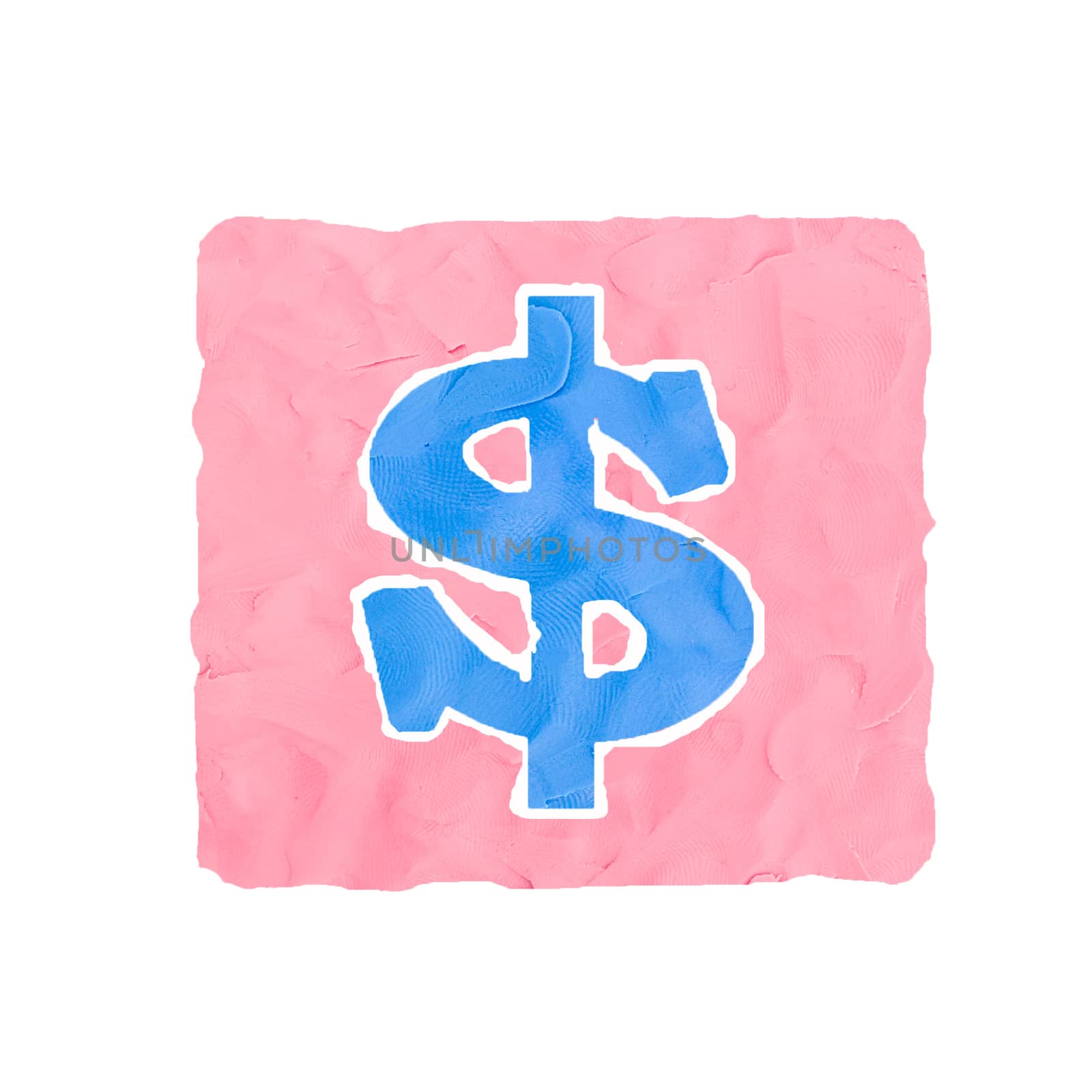 Dollar icon handmade isolated on white background