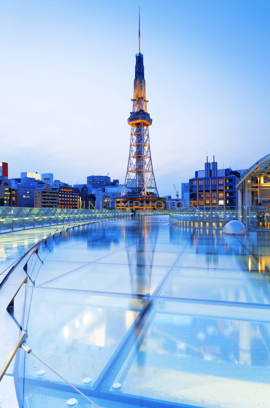 Nagoya, Japan city skyline with Nagoya Tower.  by cozyta