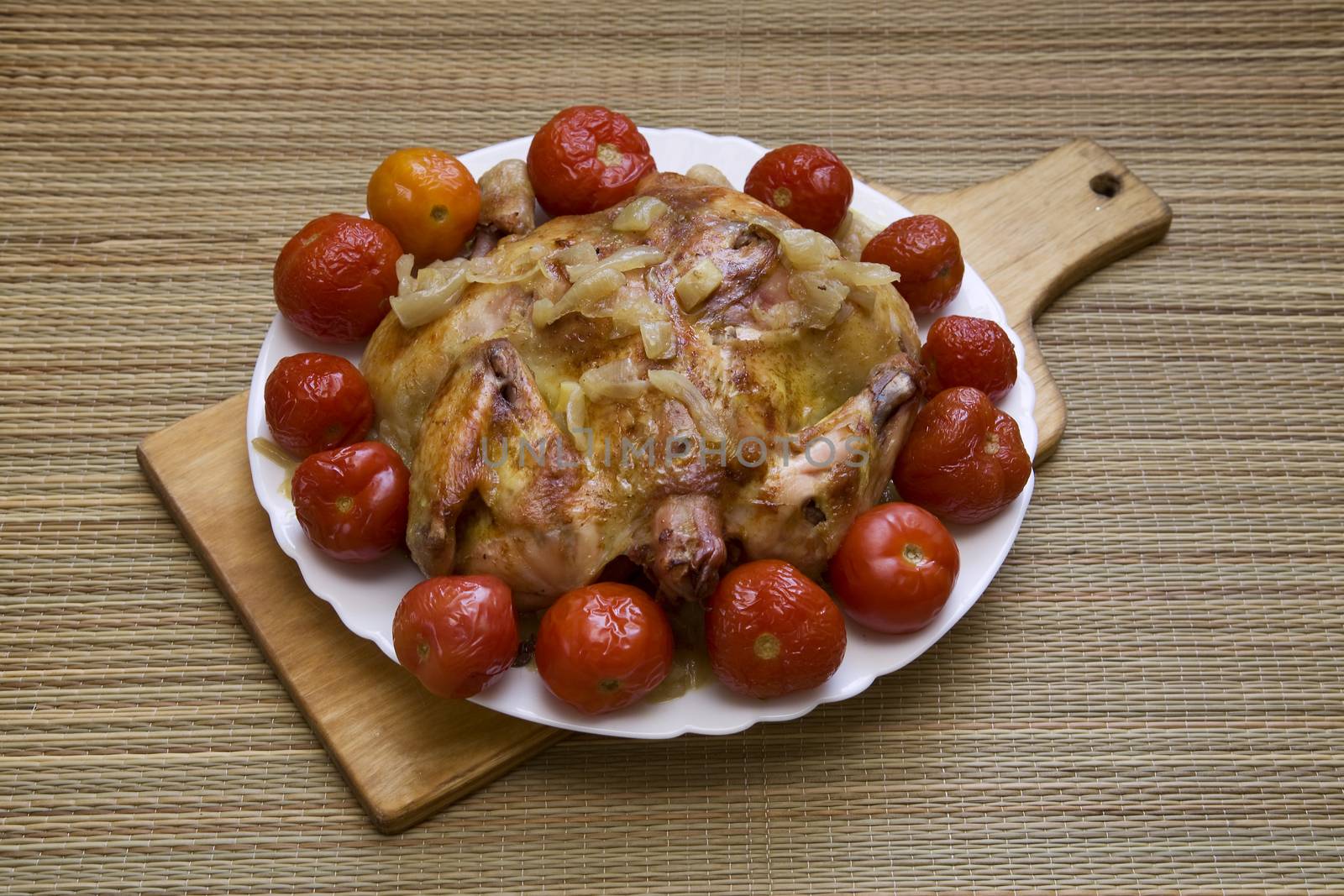baked chicken for Christmas dinner, festive table setting  by foryouinf