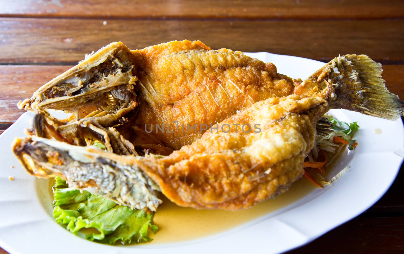 deep-fired fish, Traditional Thai food by tisskananat
