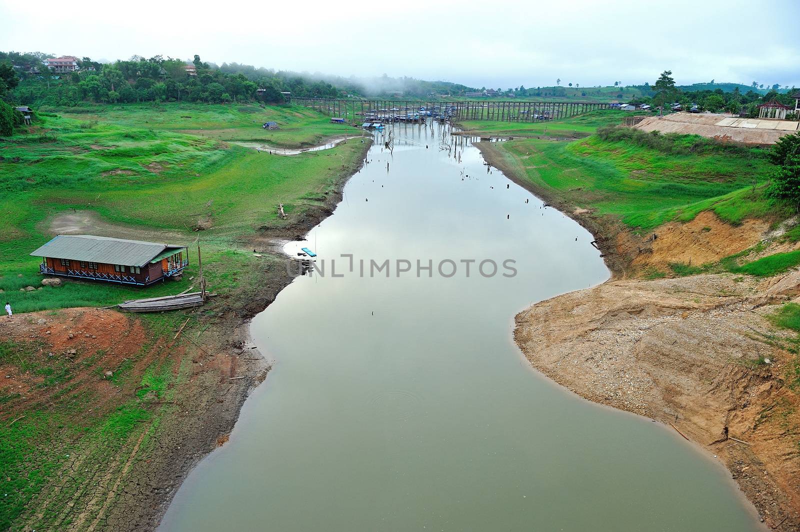 drought land and beautiful place in thailand. Sangkraburi, Kanchanaburi, Thailand.