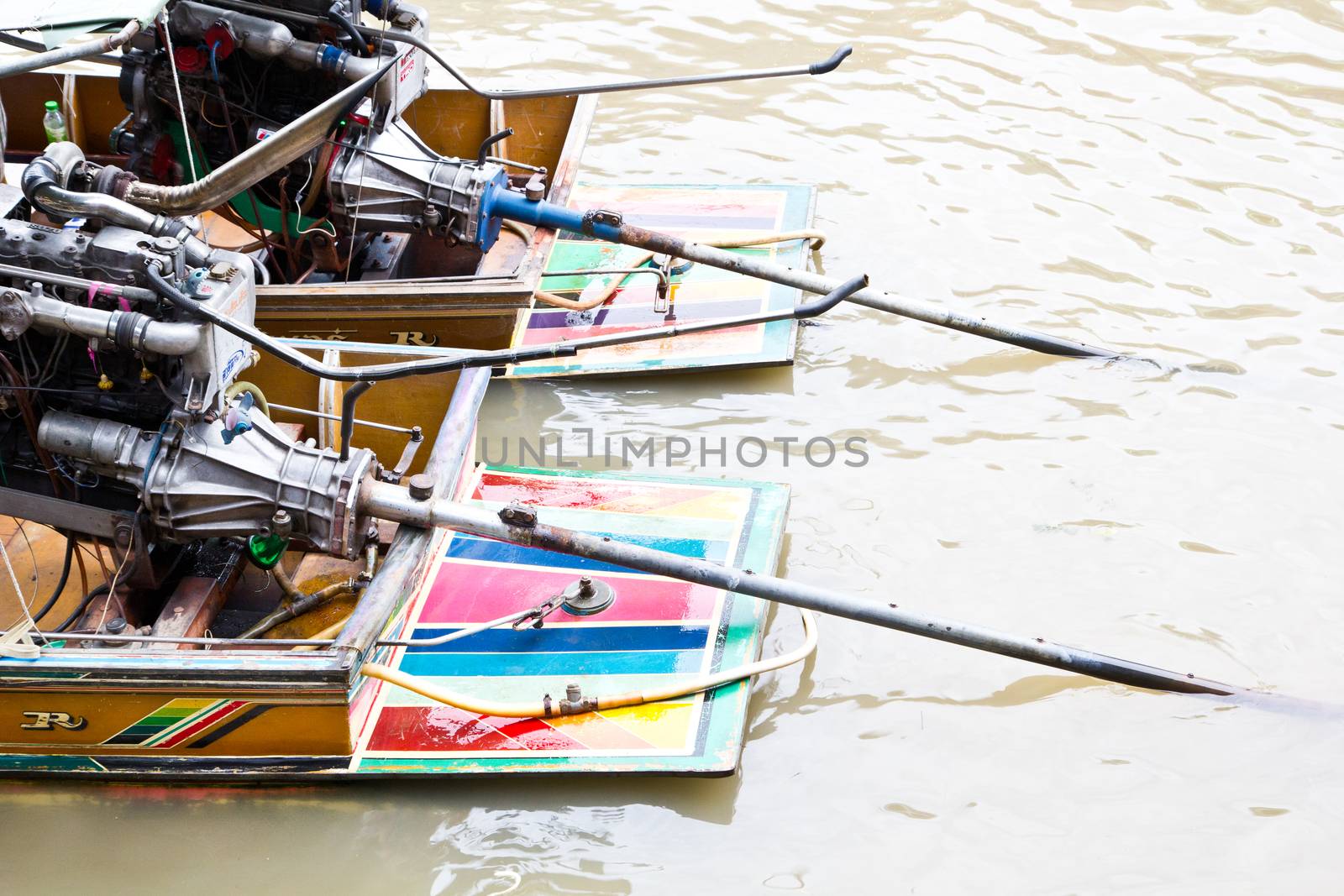 machine power of wooden boat, Thailand by tisskananat